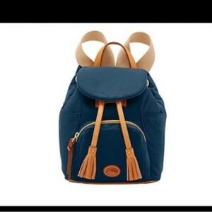 Elegant D&B Black Backpack with Tan Accents
